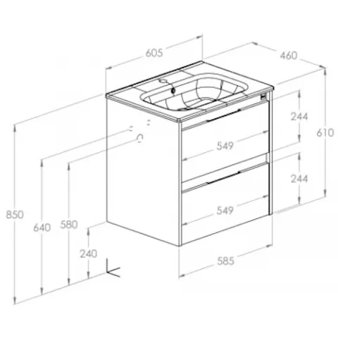 Set Mobilier baie si lavoar Roca Alpine 60x46xH57 cm, alb lucios