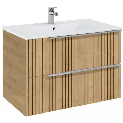 Set Mobilier baie riflaj si lavoar Roca Elegant Plus 80x46xH55 cm, bej 