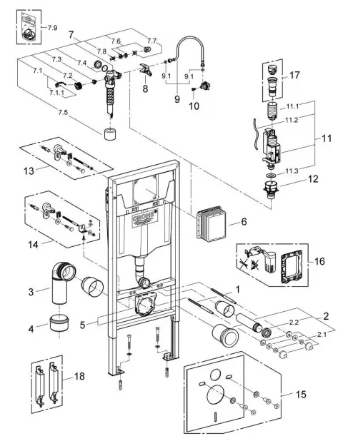 Sistem instalare WC cu rezervor Grohe Rapid SL 1130 mm 50x13xH113 cm