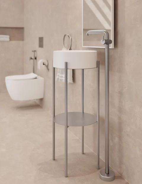 Baterie lavoar freestanding Deante Silia 109cm, otel slefuit
