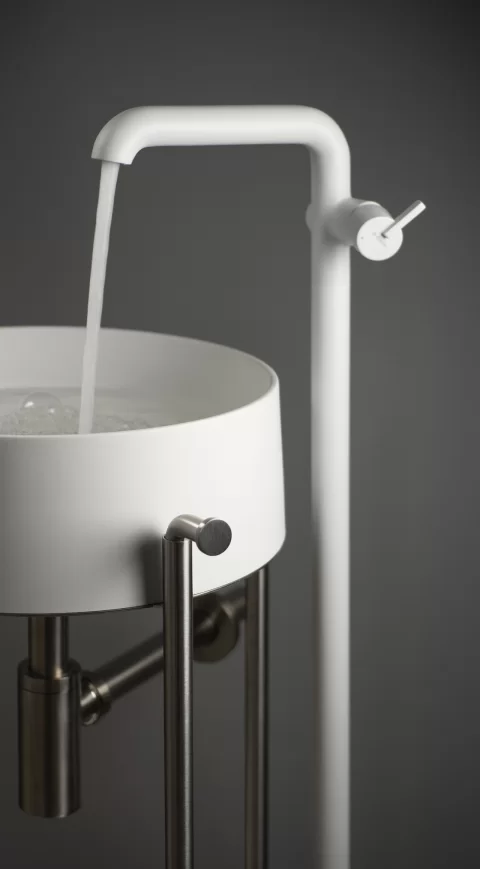 Baterie lavoar freestanding Deante Silia 109cm, alb mat