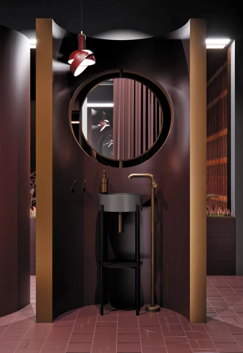 Baterie lavoar freestanding Deante Silia 109cm, bronz periat