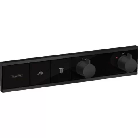 Baterie cada-dus Hansgrohe RainSelect ascuns cu termostat negru