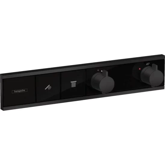Baterie cada-dus Hansgrohe RainSelect ascuns cu termostat negru