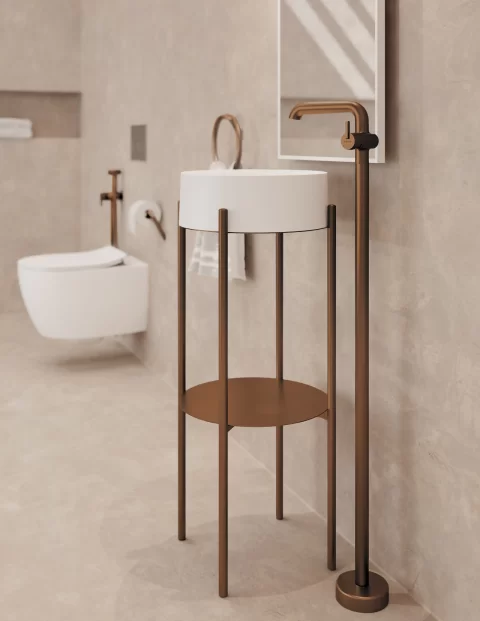 Baterie lavoar freestanding Deante Silia 109cm, bronz periat
