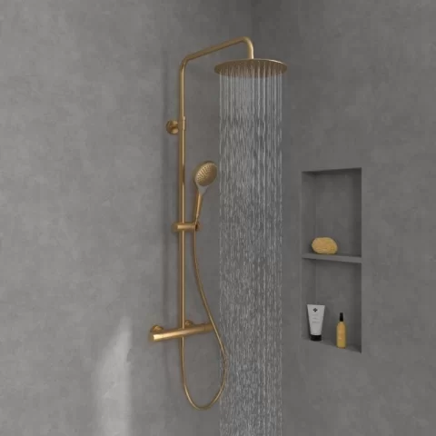 Sistem de dus Villeroy & Boch Verve Showers cu termostat auriu TVS10900500076