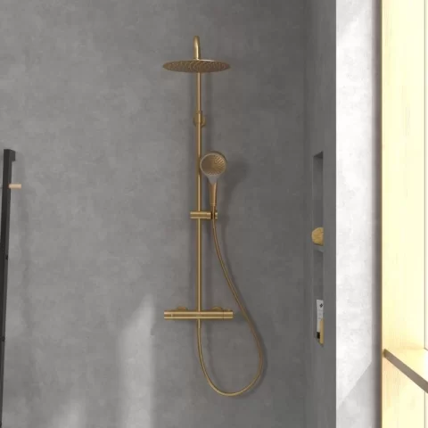 Sistem de dus Villeroy & Boch Verve Showers cu termostat auriu TVS10900500076