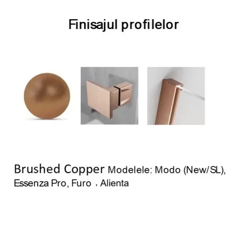 Cabina dus patrata cu usi glisante Radaway Alienta Brushed Copper C 80x80 cm, profil cupru periat