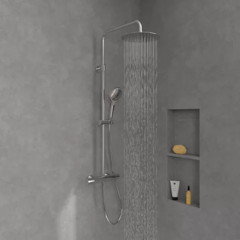 Sistem de dus Villeroy & Boch Verve Showers cu termostat crom TVS10900500061