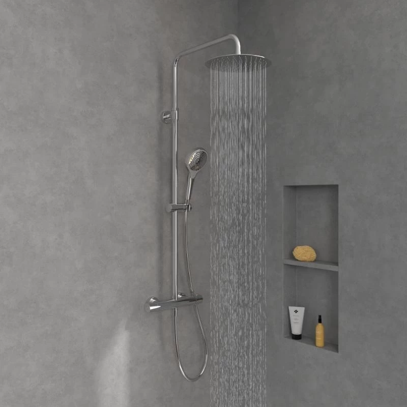 Sistem de dus Villeroy & Boch Verve Showers cu termostat crom TVS10900500061