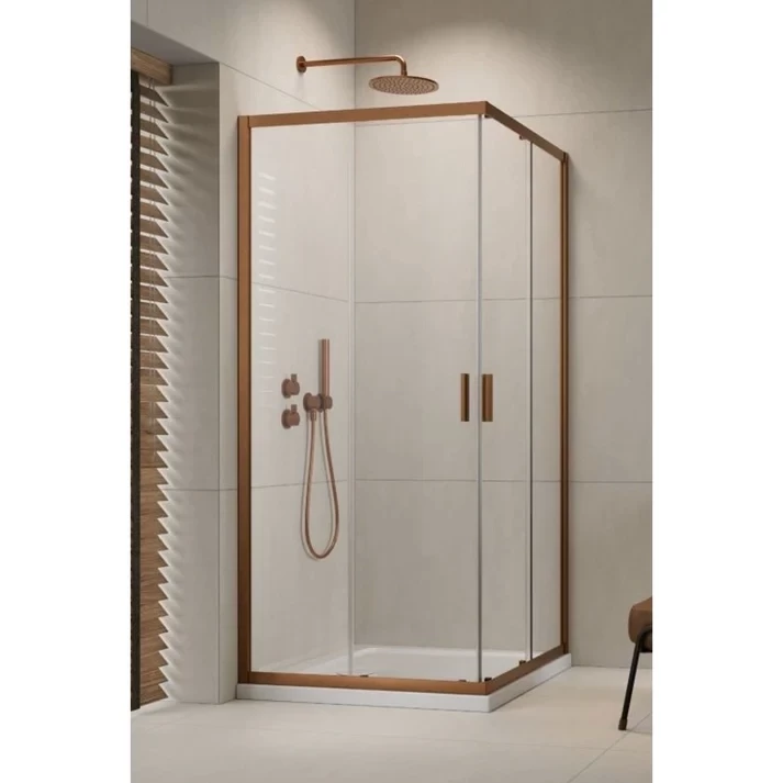 Cabina dus patrata cu usi glisante Radaway Alienta Brushed Copper C 90x90 cm, profil cupru periat