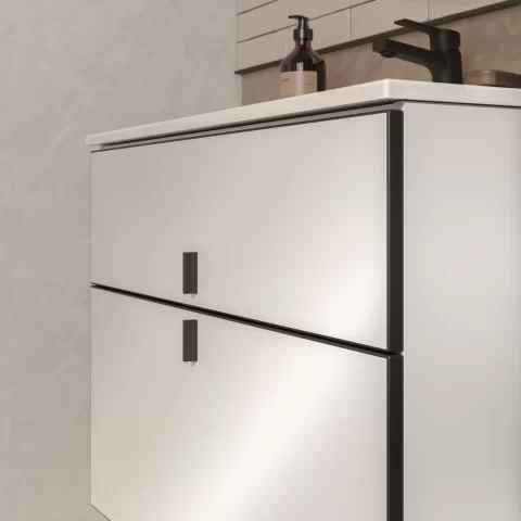 Mobilier soft close si Lavoar Gala 80 cm Alb Mat
