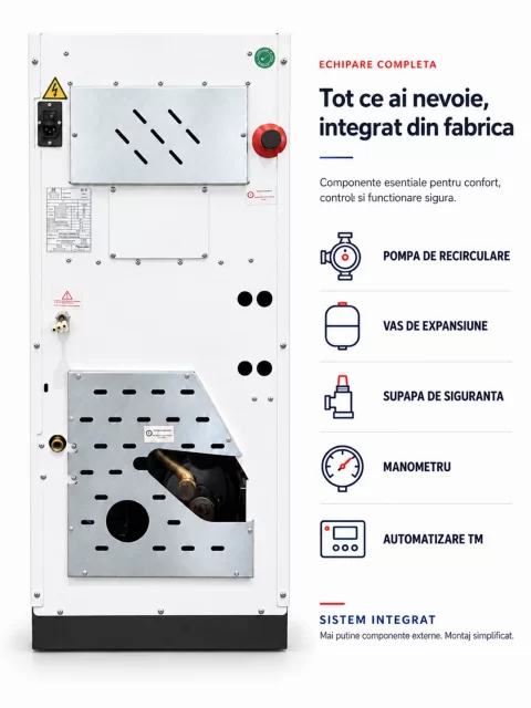 Centrala pe peleti Fornello GT 35 Standard, 35 KW, echipata cu pompa circulatie