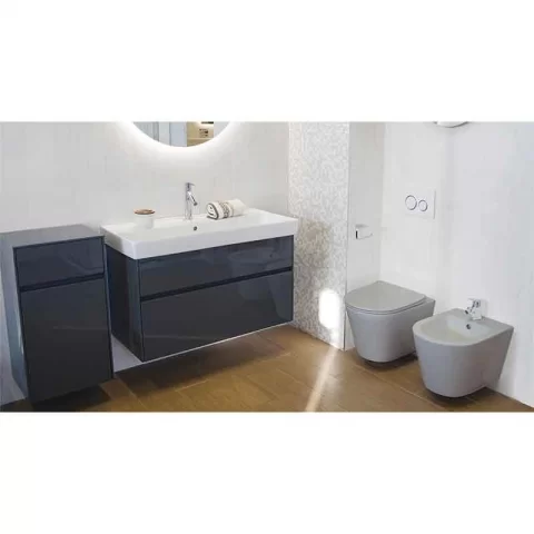 Vas WC suspendat Fluminia, capac soft close quick release, gri mat