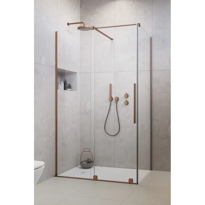Cabina dus dreptunghiulara cu usa glisanta Radaway Furo Brushed Copper KDJ 100x80 cm, cupru periat