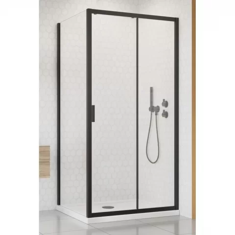 Cabina dus dreptunghiulara cu usa glisanta Radaway Alienta Black DWJ+S 100x80 cm, profil negru