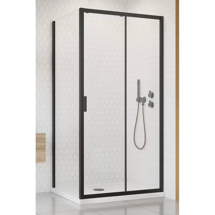 Cabina dus dreptunghiulara cu usa glisanta Radaway Alienta Black DWJ+S 100x80 cm, profil negru