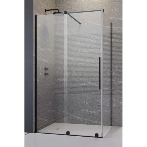 Cabina dus dreptunghiulara cu usa glisanta Radaway Furo Black KDJ 100x80 cm, profil negru