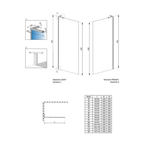 Perete sticla dus Walk In Radaway Modo SL II 100xH200 cm, profil nichel periat