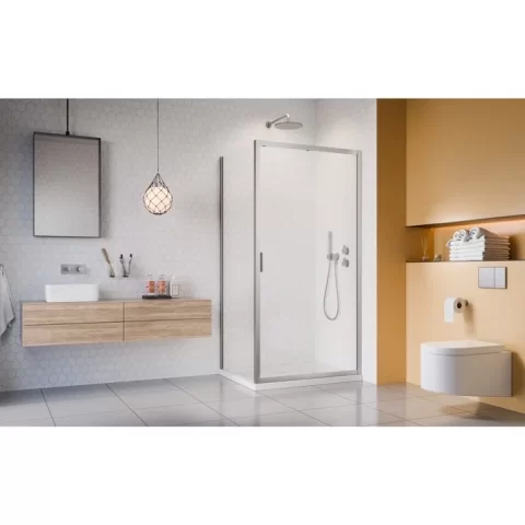 Cabina dus dreptunghiulara cu usa glisanta Radaway Alienta Brushed Nickel DWJ+S 100x80 cm, profil nichel periat