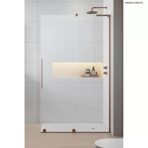 Perete sticla dus Walk In Radaway Furo SL 120xH206 cm, profil cupru periat