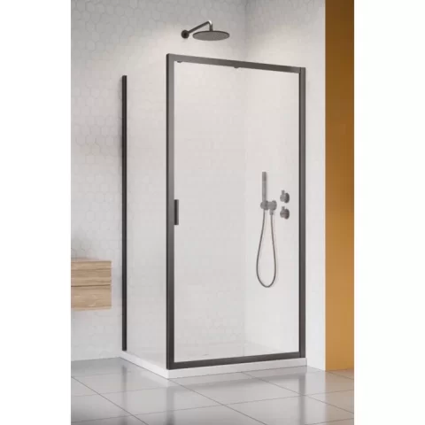 Cabina dus dreptunghiulara cu usa glisanta Radaway Alienta Brushed GunMetal DWJ+S 100x80 cm, profil antracit periat