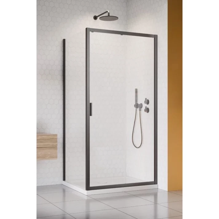 Cabina dus dreptunghiulara cu usa glisanta Radaway Alienta Brushed GunMetal DWJ+S 100x80 cm, profil antracit periat