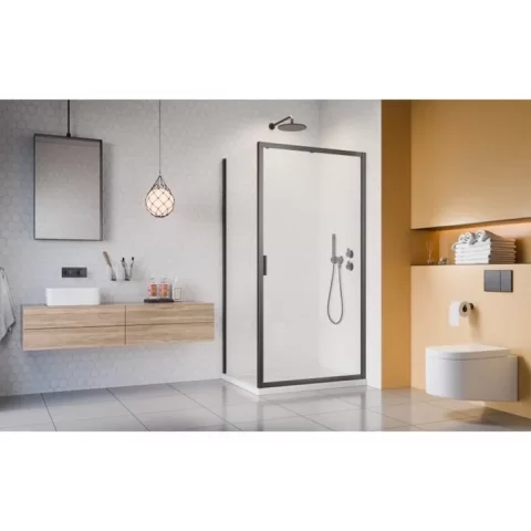 Cabina dus dreptunghiulara cu usa glisanta Radaway Alienta Brushed GunMetal DWJ+S 100x80 cm, profil antracit periat