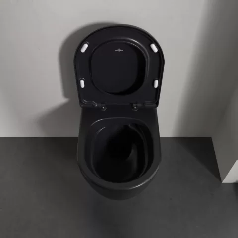 Set Promo Vas wc cu capac softclose Villeroy&Boch Twist Flush, negru mat cu CeramicPlus