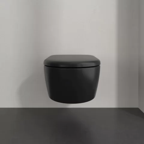 Set Promo Vas wc cu capac softclose Villeroy&Boch Twist Flush, negru mat cu CeramicPlus