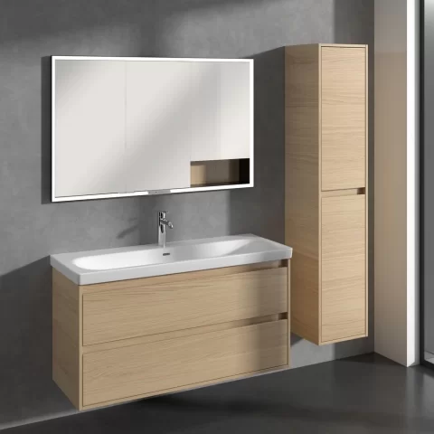 Dulap inalt Villeroy&Boch Skyla, 35x35xH170cm, cu 2 usi softclose, stejar deschis