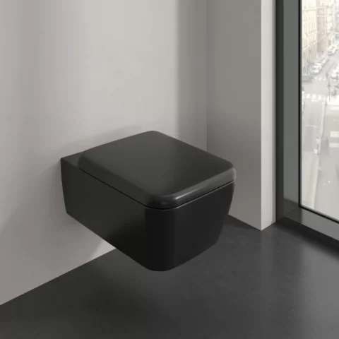 Set Promo Vas wc cu capac softclose Villeroy&Boch Twist Flush, negru mat cu CeramicPlus