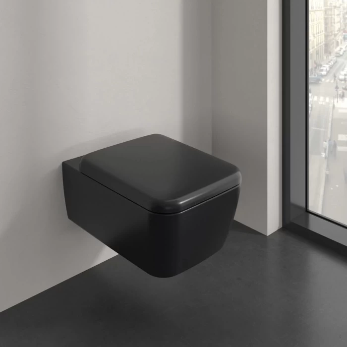 Set Promo Vas wc cu capac softclose Villeroy&Boch Twist Flush, negru mat cu CeramicPlus