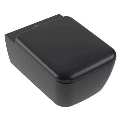 Set Promo Vas wc cu capac softclose Villeroy&Boch Twist Flush, negru mat cu CeramicPlus