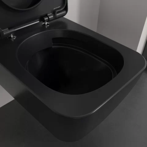 Set Promo Vas wc cu capac softclose Villeroy&Boch Twist Flush, negru mat cu CeramicPlus