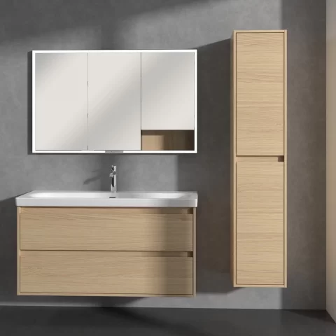 Dulap inalt Villeroy&Boch Skyla, 35x35xH170cm, cu 2 usi softclose, stejar deschis
