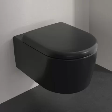 Set Promo Vas wc cu capac softclose Villeroy&Boch Twist Flush, negru mat cu CeramicPlus