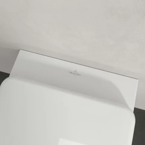 Set PROMO Vas WC suspendat 53x37cm,Villeroy&Boch SkylaTwist Flush rimless cu capac soft close, alb alpin cu CeramicPlus