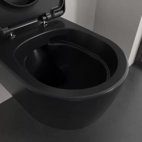 Set Promo Vas wc cu capac softclose Villeroy&Boch Twist Flush, negru mat cu CeramicPlus