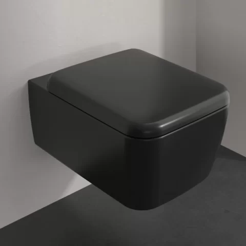 Set Promo Vas wc cu capac softclose Villeroy&Boch Twist Flush, negru mat cu CeramicPlus