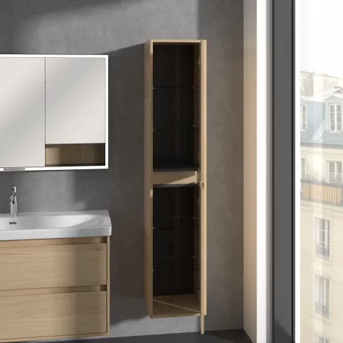 Dulap inalt Villeroy&Boch Skyla, 35x35xH170cm, cu 2 usi softclose, stejar deschis