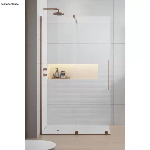 Perete sticla dus Walk In Radaway Furo 120xH200 cm cu usa glisanta, profil cupru periat