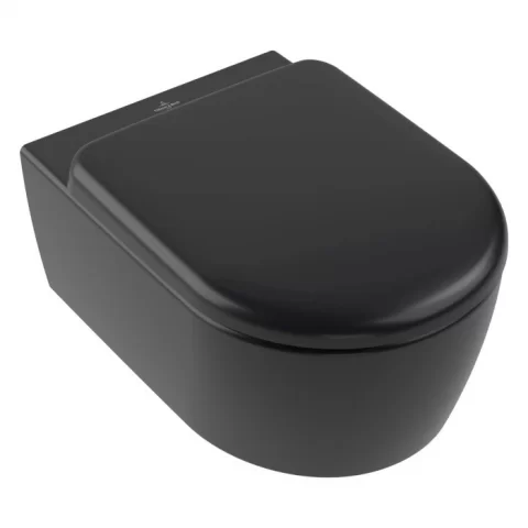 Set Promo Vas wc cu capac softclose Villeroy&Boch Twist Flush, negru mat cu CeramicPlus