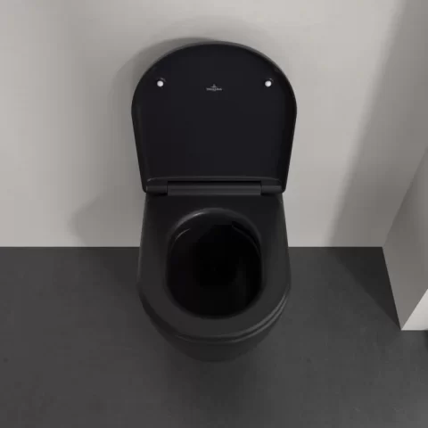 Set Promo Vas wc cu capac softclose Villeroy&Boch Twist Flush, negru mat cu CeramicPlus
