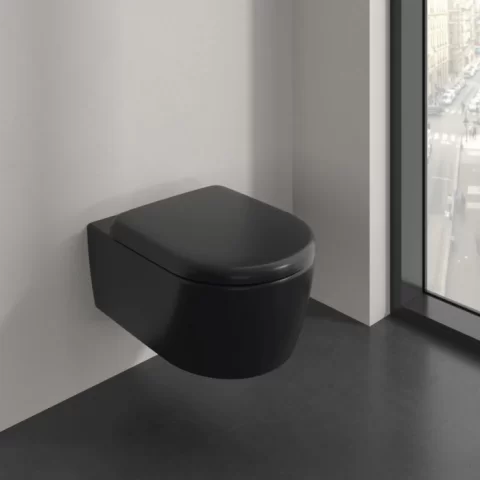 Set Promo Vas wc cu capac softclose Villeroy&Boch Twist Flush, negru mat cu CeramicPlus