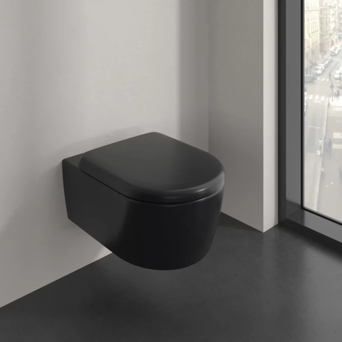 Set Promo Vas wc cu capac softclose Villeroy&Boch Twist Flush, negru mat cu CeramicPlus