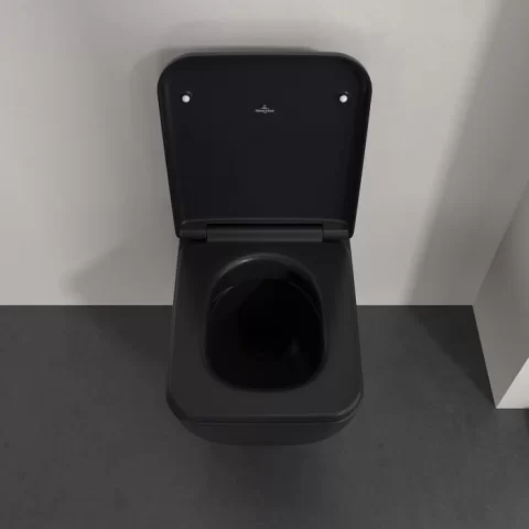 Set Promo Vas wc cu capac softclose Villeroy&Boch Twist Flush, negru mat cu CeramicPlus