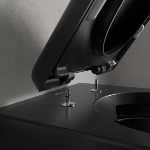 Set Promo Vas wc cu capac softclose Villeroy&Boch Twist Flush, negru mat cu CeramicPlus