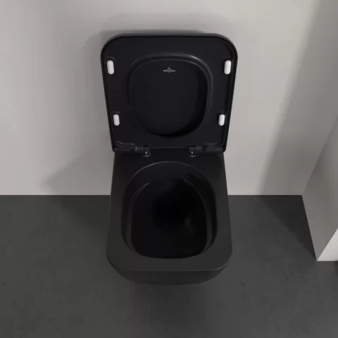 Set Promo Vas wc cu capac softclose Villeroy&Boch Twist Flush, negru mat cu CeramicPlus