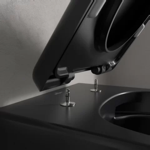 Set Promo Vas wc cu capac softclose Villeroy&Boch Twist Flush, negru mat cu CeramicPlus
